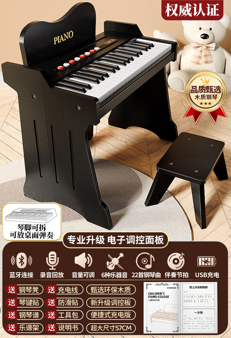Wooden mini piano - kids' toy, beginner electronic keyboard, small educational instrument for boys and girls, baby and infant birthday gift