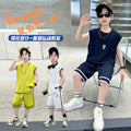 Kids' boys' summer outfit set  new style: trendy, stylish, lightweight, and cool short-sleeve and long-pant set for summer