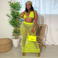hot seller: 2020 summer new handmade knitted hollow-out beach cover-up sexy mesh see-through two-piece set