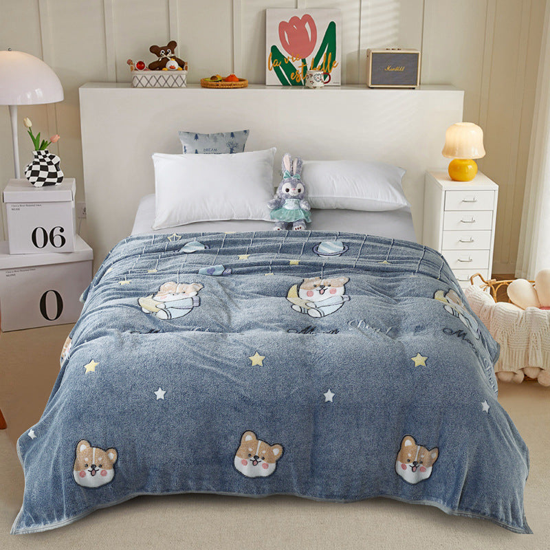 Snowflake fleece blanket Farai fleece sheet person double gift thickened coral fleece autumn and winter sleeping lunch break blanket wholesale