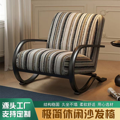 Retro sofa chair single burke casual chair balcony living room bedroom for homeplaid single chair lazy sofa manufacturer