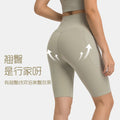 European and american style cross-waist athletic leggings for women, double side pockets, seamless (no t-line), high-elasticity, butt-lifting, 5-inch yoga pants dk197