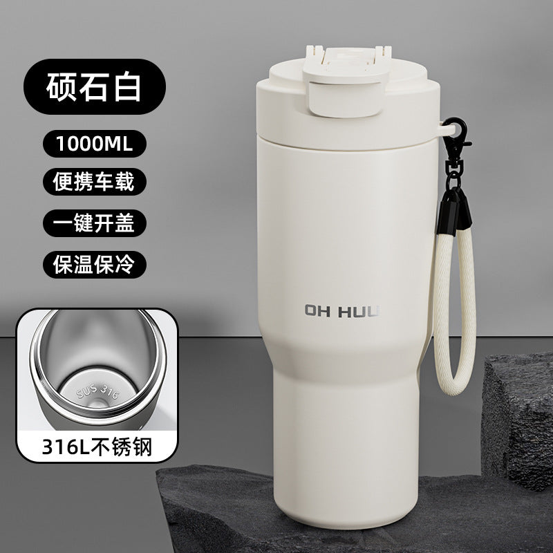 316 big mac thermos cup large capacity water cup cold ice cup stainless steel liner double drinking straw cup personalized
