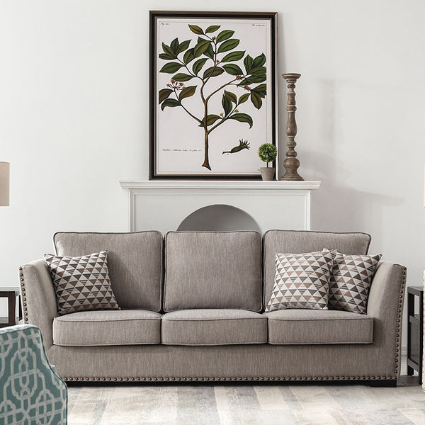 Nordic modern simple small apartment living room fabric sofa combination American light luxury model house villa three-person sofa