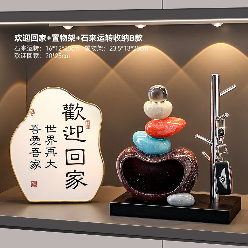 Good luck and turn the key storage ornaments for the entrance hall, high-end creative living room home decoration, housewarming gift