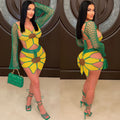 Hot-selling european and american women's beach outfit for independent stores: sexy hand-crocheted sunflower fashion set