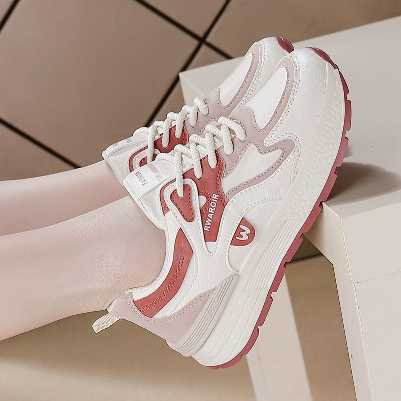 Women's plus size leather sneakers for cross-border e-commerce: new korean style, versatile, flat, non-slip, fashionable casual running shoes