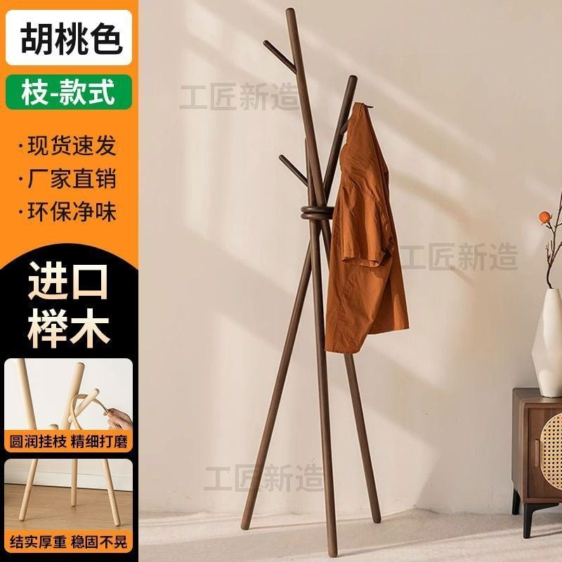 North american beech solid wood coat rack, freestanding garment rack, home clothes rack, vertical clothes room simple coat rack