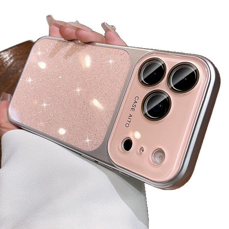 New large view summer glitter apple 17 pro max phone case iphone 16 silicone button anti-drop