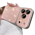 New large view summer glitter apple 17 pro max phone case iphone 16 silicone button anti-drop