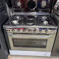 Four 4 gas two 2 electric burner stove with oven one-piece upright 900mm outlet 1 piece for sale