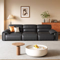 Italian normcore genuine leather sofa modern for home living room black straight row three seatsaccessible luxury first layer cowhide art sofa