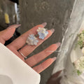 Blue floral stud earrings - spring seaside vibes, vacation style, trendy, fresh, sweet, and elegant earrings - wholesale