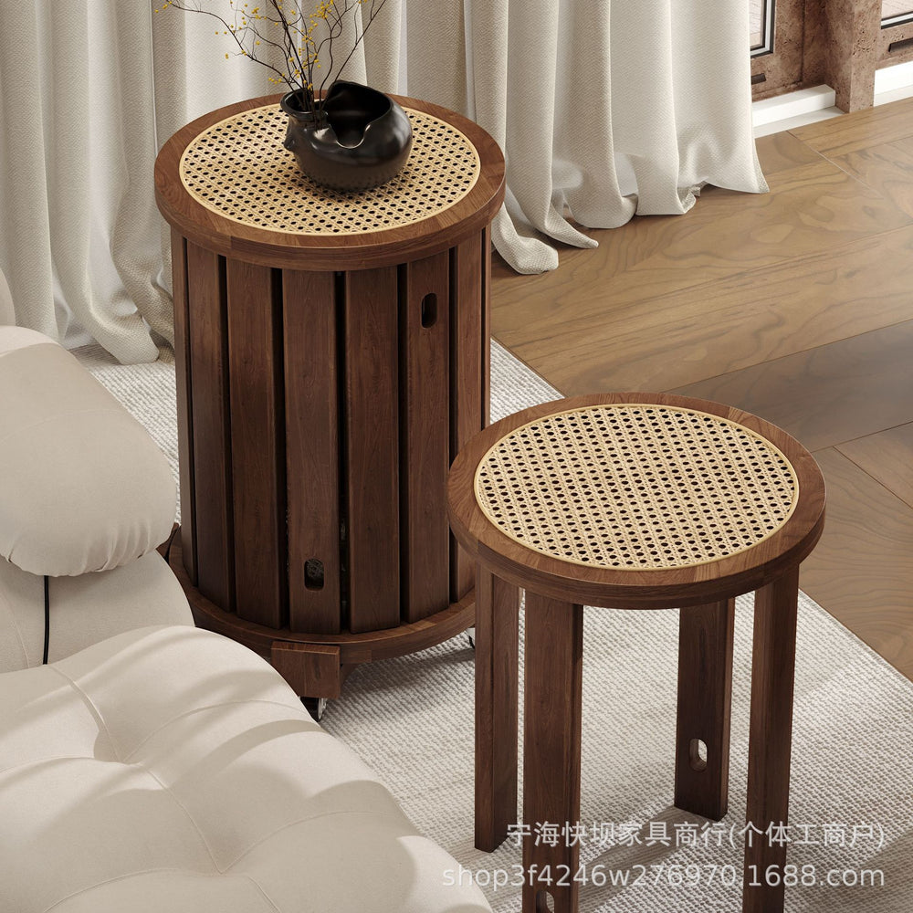 Solid wood stool for home stackable spare dining table bench creative round stool medieval style rattan stacking stool combination stool