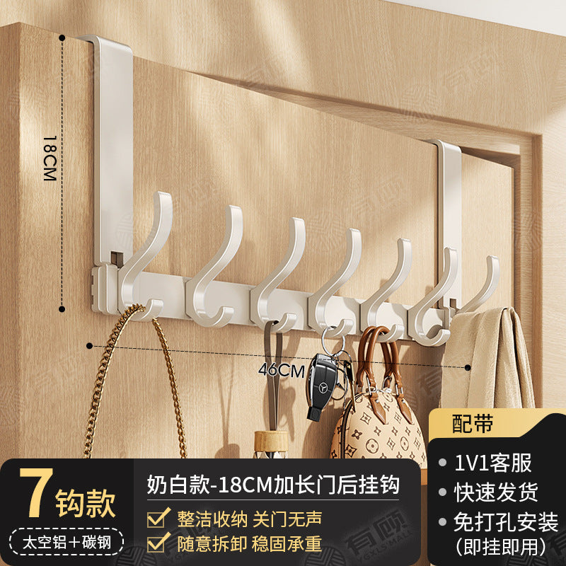 Over-the-door hook - no drilling required, universal for bedroom & bathroom, space aluminum, extra wide, heavy-duty, rustproof, multi-purpose storage