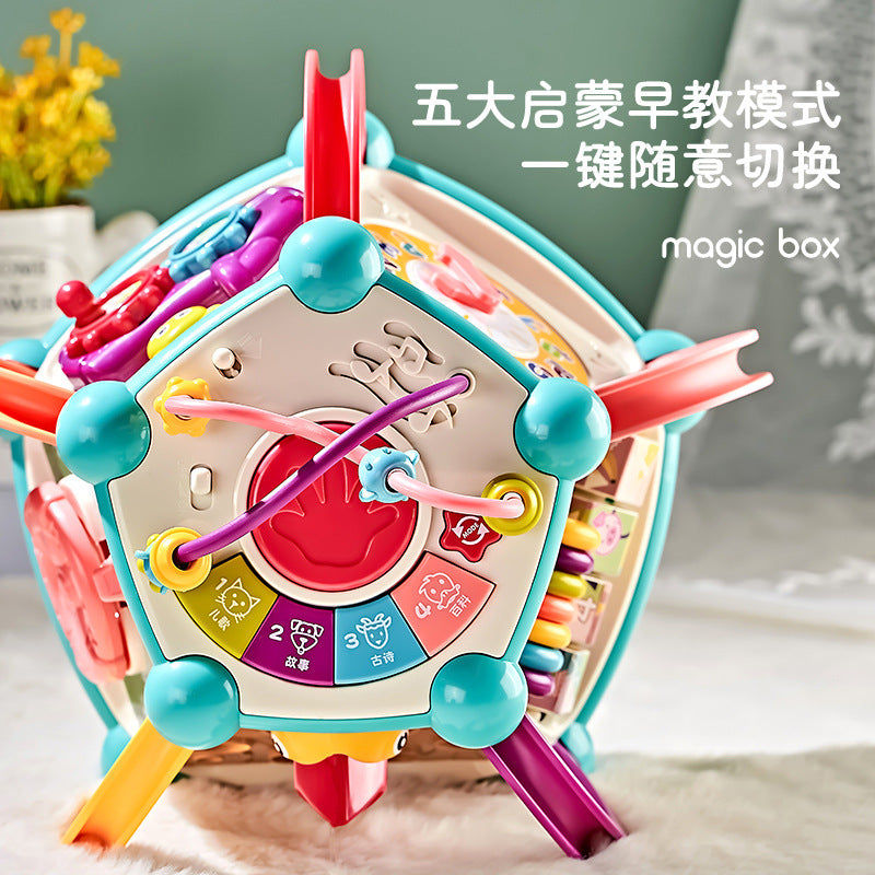 Baby multifunctional hand drum toy educational early education baby seven hexahedral music drum batch send gift