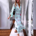 new european and american style women's casual printed v-neck long sleeve dress for cross-border e-commerce