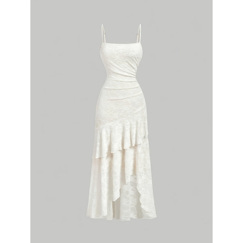 independent station  romanticelegance jacquard pleated suspender longdress