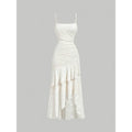 independent station  romanticelegance jacquard pleated suspender longdress