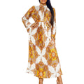 C8555 european and american foreign trade fashion women's clothing wholesale  autumn new print long sleeve pleated african dress