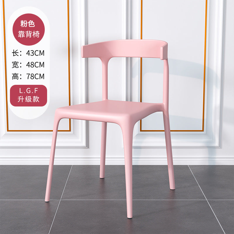 Scandinaviancasual modern thickened plastic chair for home dining table and chairs stackable back chair stool desk horn chair