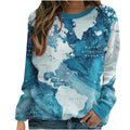 2026 amazon fashion women's o-neck map printing sweatshirt long sleeves tops in stock