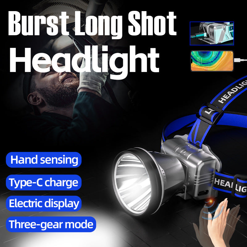 Cross-border charging lighting outdoor emergency night fishing light convenient lithium battery miner lamp wholesale induction strong light headlight