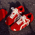 2026 spring/summer red retro german army trainers (gats) - versatile color block lace-up casual sneakers - women's lightweight platform agnes shoes