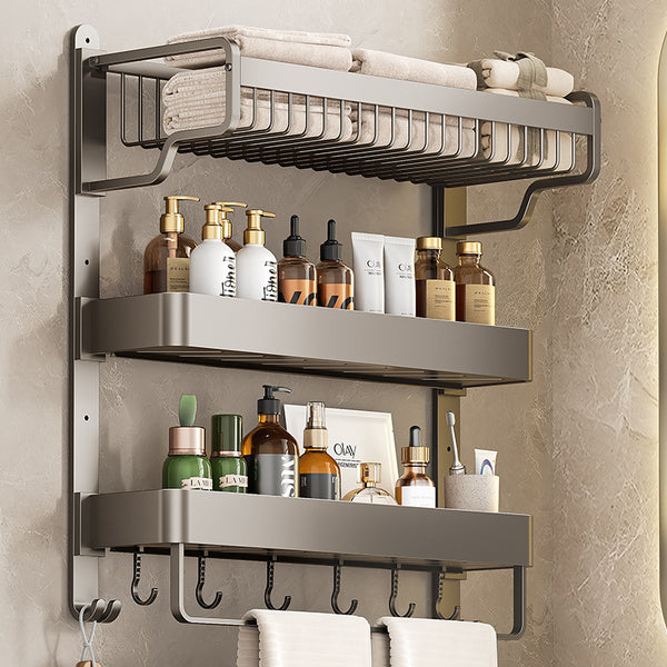 Towel rack, bathroom rack, integrated non-punching wall-mounted toilet, bathroom and bathroom set, space aluminum towel rack.