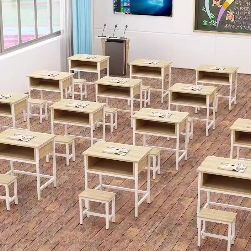 Double-layer tutoring tutoring single double three-person conference table student desk and chair training table with drawer