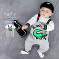 Newborn baby boy romper - spring/autumn cartoon two-piece style - fashionable pullover crawling suit