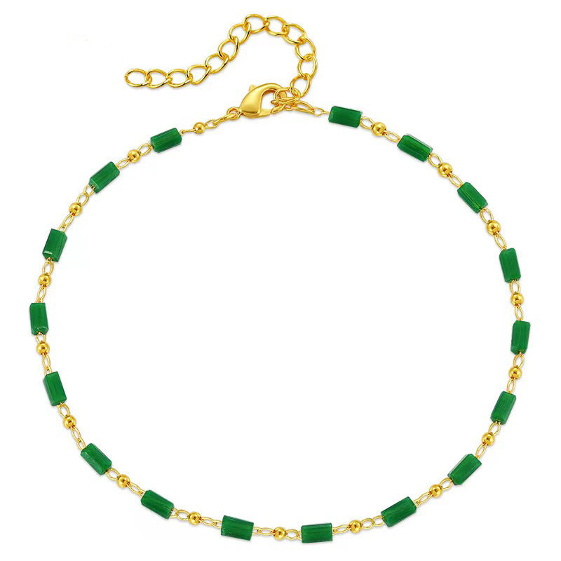 European and american cross-border fashion bohemian square glass handmade beaded necklace - versatile & unique statement piece
