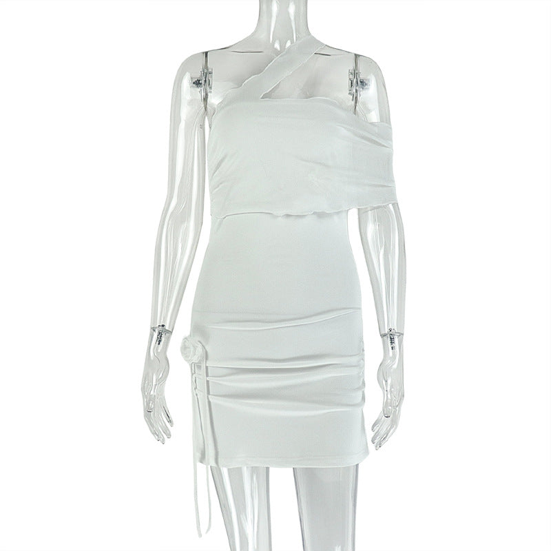 European and american style solid color women's fashion dress - sheer, patchwork, bodycon, one-shoulder, bandeau, asymmetrical design