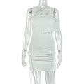 European and american style solid color women's fashion dress - sheer, patchwork, bodycon, one-shoulder, bandeau, asymmetrical design