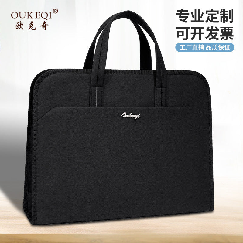 Large capacity business briefcase waterproof document bag conference folder oxford cloth file bag with custom logo printing