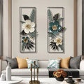 Hallway artificial metal floral wall decor, living room background wall ornament, study room southeast asian handmade iron floral hanging decoration