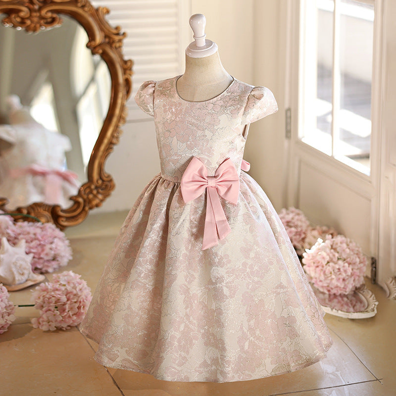 Girls' dress birthday chic princess dress pink cute style baby girl skirt new cross-border custom woven gold