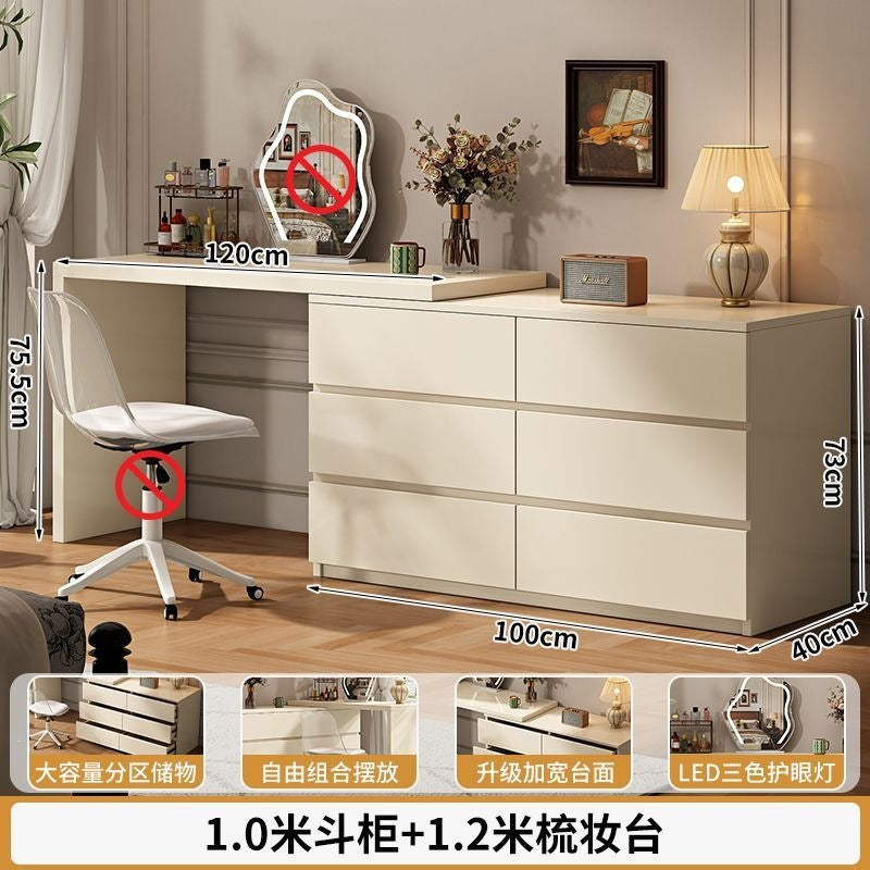 French cream style bedroom vanity table all-in-one chest of drawers dressing table bed end storage cabinet corner table small apartment with drawers
