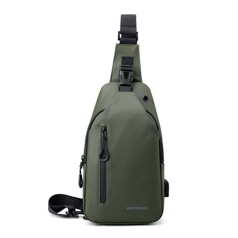 Cross-border new men's breast bag casual large-capacity shoulder messenger bag Korean version locomotive bag anti-splashing trend backpack