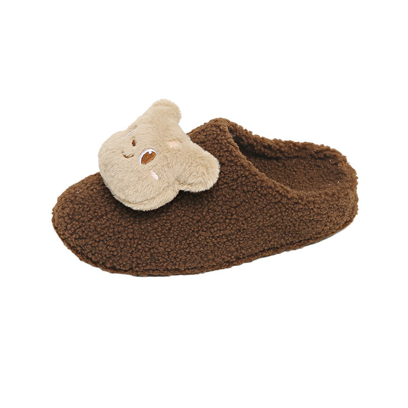Trendy casual bear slippers for women - new autumn/winter collection, perfect for outdoor wear, dorm room, warm and thickened lambswool cotton shoes, couple's style