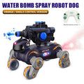 new product 2.4g eight-wheel stunt robot dog gesture sensor deformation spray kids climbing remote control car toy
