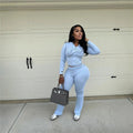 women's fashion, european and american trendy brand, new ins style, solid color, women's sexy, straight shoulder, topstitched two-piece long-sleeved set