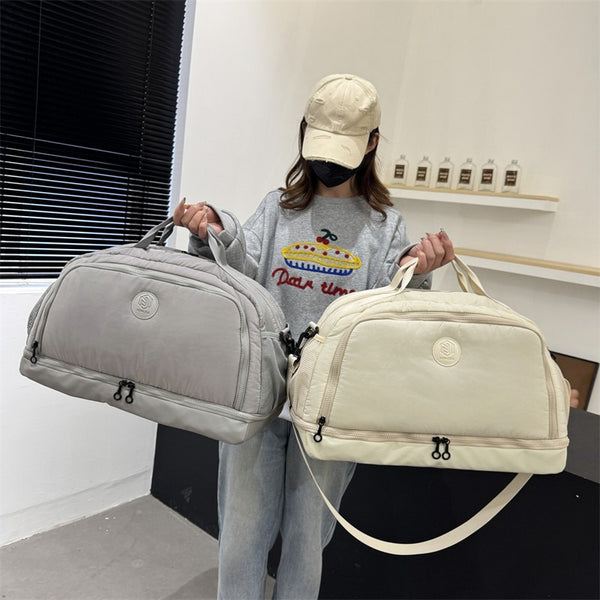 Dry and wet separation portable duffel bag solid color simple casual swimming fitness bag large capacity business trip messenger travel bag