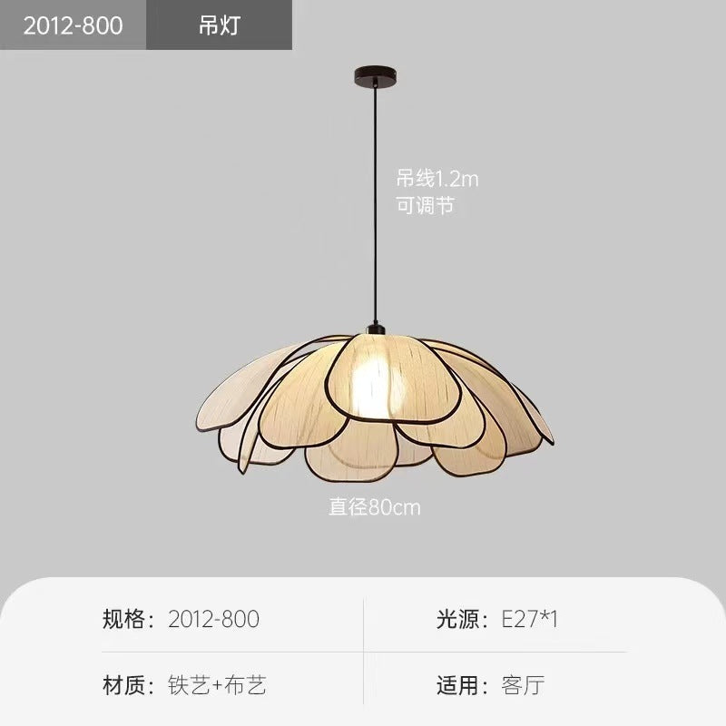French cream style petal chandelier adjustable restaurant light, vintage retro petal lamp, high-end dining table lamp for dining room