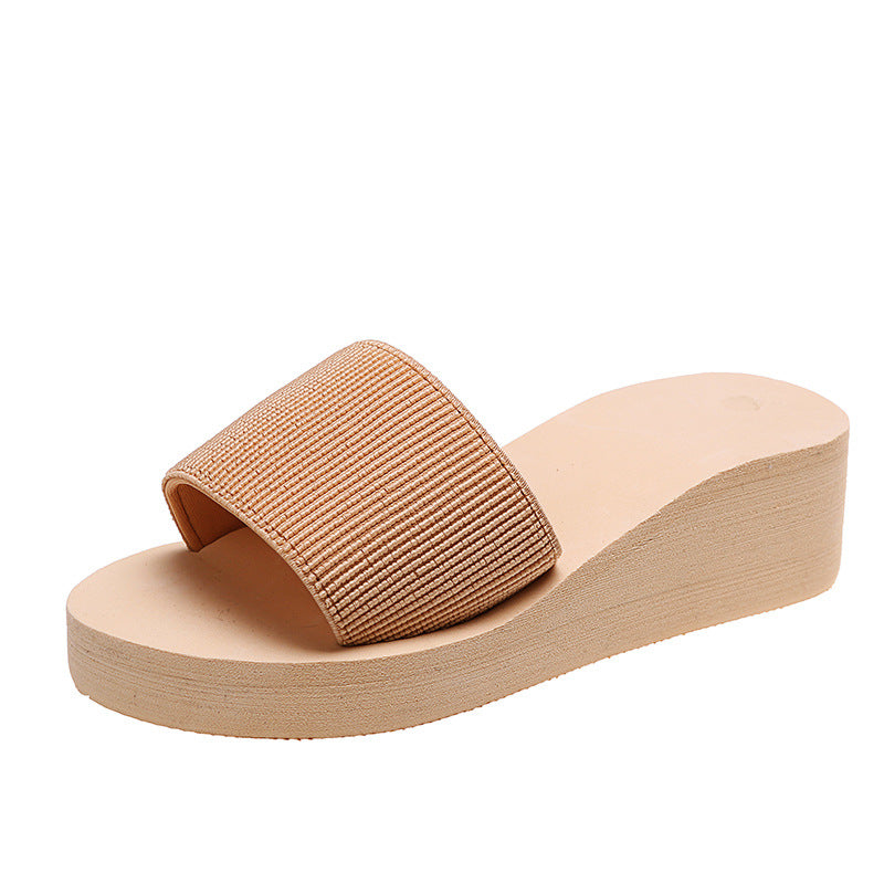 2024 summer women's shoes new korean style one-strap platform heel candy color wedge sandals women's slippers