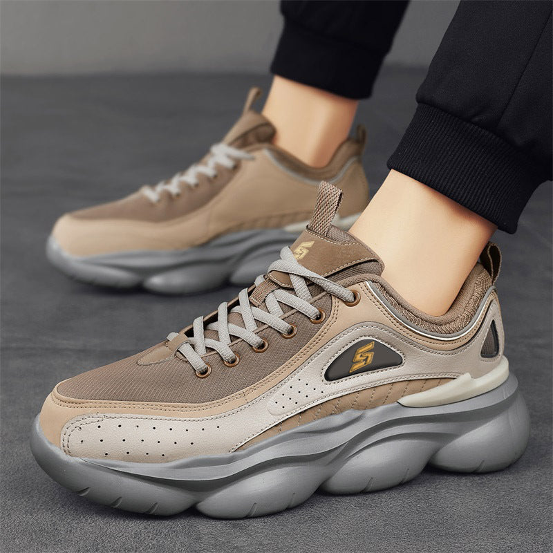 S standard retro style panda shoes leather surface thick sole shock absorption sports running shoes trendy versatile casual dad trendy shoes generation