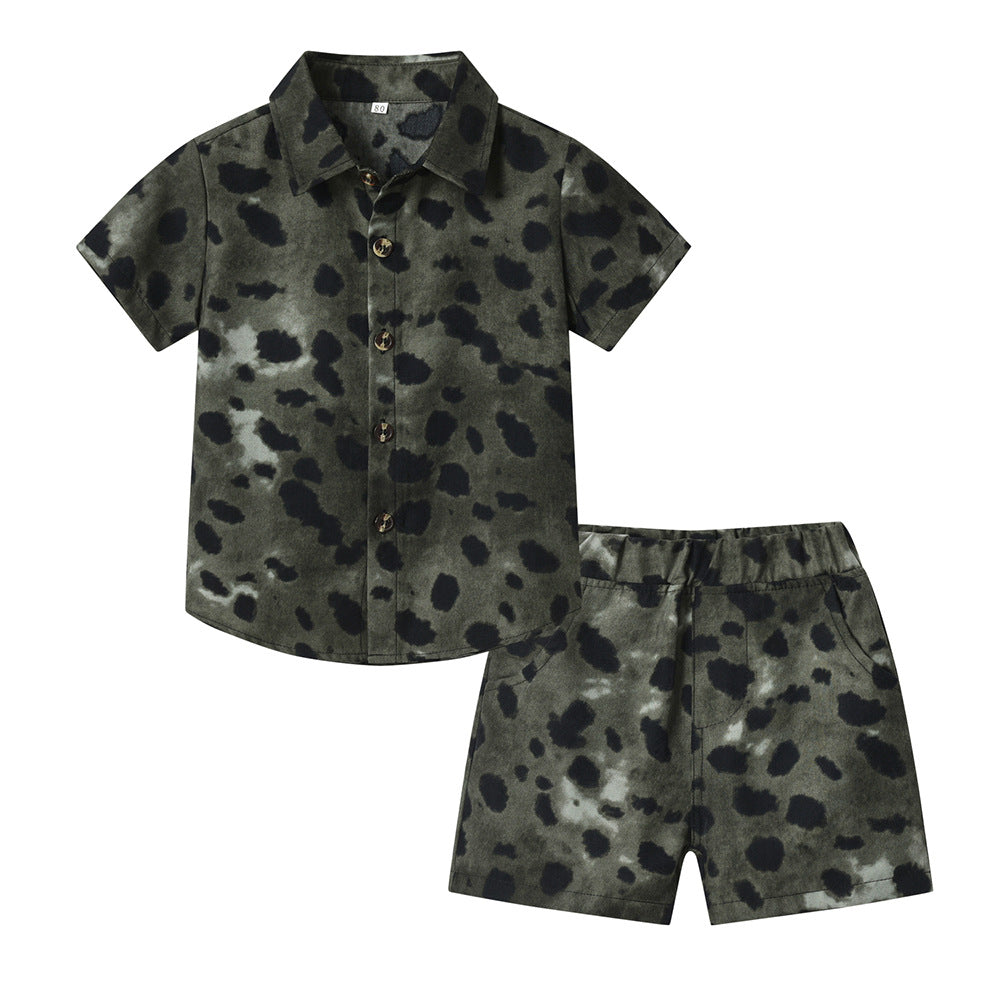 children's clothing boys' shirts spring and summer beach style floral shirt short-sleeved suit vacation summer floral shirt boys