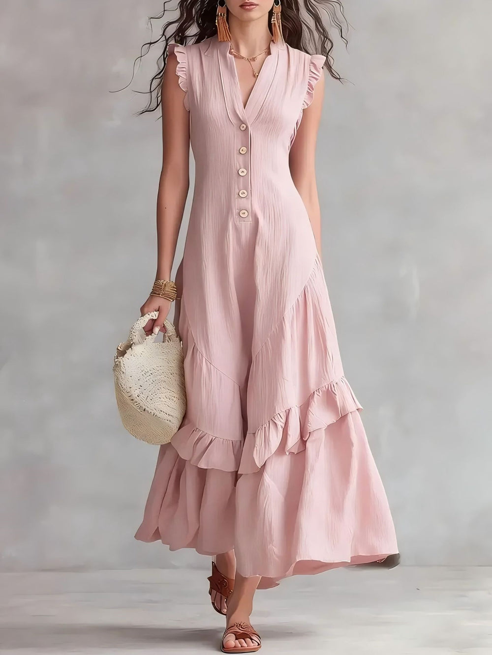 european and american cross-border  independent station new arrivalelegantelegancenormcore cotton and linen women's sleeveless dress