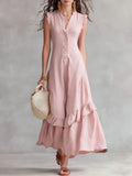 european and american cross-border  independent station new arrivalelegantelegancenormcore cotton and linen women's sleeveless dress