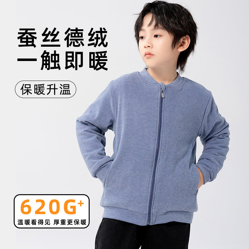 Wool silk kids school uniform handy gadgetfall and winternew arrivalbubble chen middle children zipper small cotton jacket temperature changing lock temperature thick